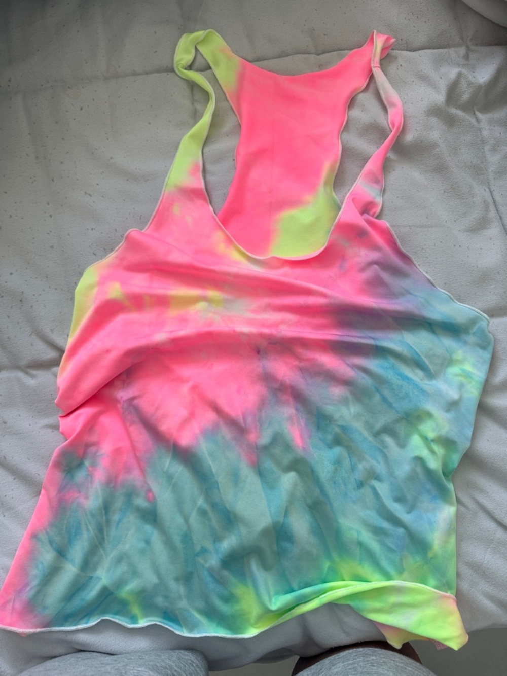 Neon Tie-Dye Racerback Tank Top - Pink, Blue & Green